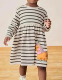 Cartoon Unicorn Appliqué gúna striped