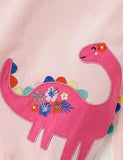 Dineasár Appliqué Muinchille Fada Ruffled T-léine