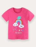 Rainbow Cloud Print T-Shirt and Shorts Set