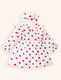 Baby Valentine's Day Heart Print Bow Dress