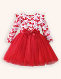 Valentine's Day Heart Print Tulle Dress