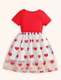 Valentine's Day Tulle Heart Print Dress