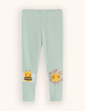 Cute Bee Flower Applique Leggings