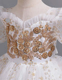 Sequin Embroidered Tulle Long Party Dress