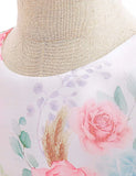Bubble Sleeve Floral Tulle Party Dress