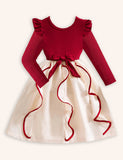 Christmas Ruffle Sleeve Splicing Princess Dress