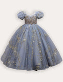 Sequin Embroidered Tulle Long Party Dress