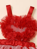 Valentine's Day 3D Flower Flocking Love Gauze Skirt Headdress Two-piece Set