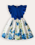 Printed Fly-Sleeved Dress