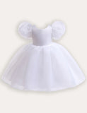 Bubble Sleeve Floral Tulle Party Dress