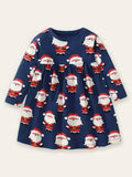 Gúna Fada-sleeved Cadás Santa Print