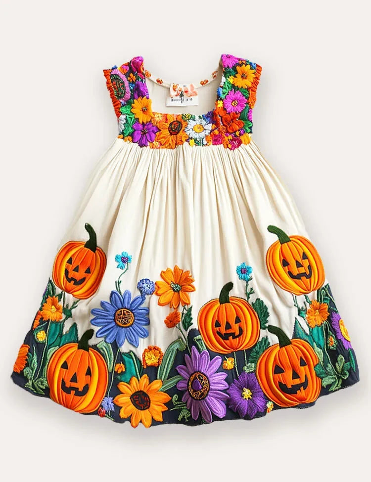 Halloween Multi Pumpkin Appliqué Dress