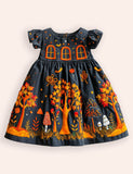 Halloween Haunted House Appliqué Dress