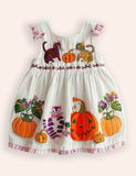 Halloween Cat Pumpkin Embroideried Dress