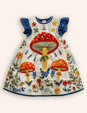 Mushroom Floral Appliqué Dress