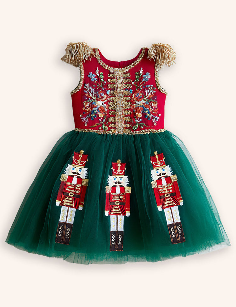 Nutcrackers Velour Tulle Appliqué Dress