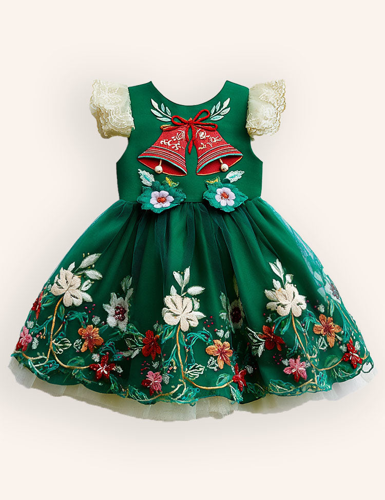 Tulle Fetival Bells Embroidered Dress