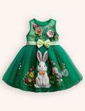 Tulle Floral Bunny Appliqué Party Dress