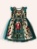 Christmas Nutcrackers Embroidered Tulle Dress