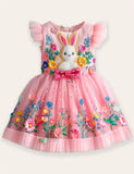 Vintage Pink Bunny Field Tulle Dress