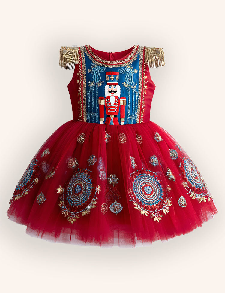 Nutcrackers Velour Tulle Appliqué Dress