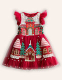 Gingerbread House Applique Tulle Dress