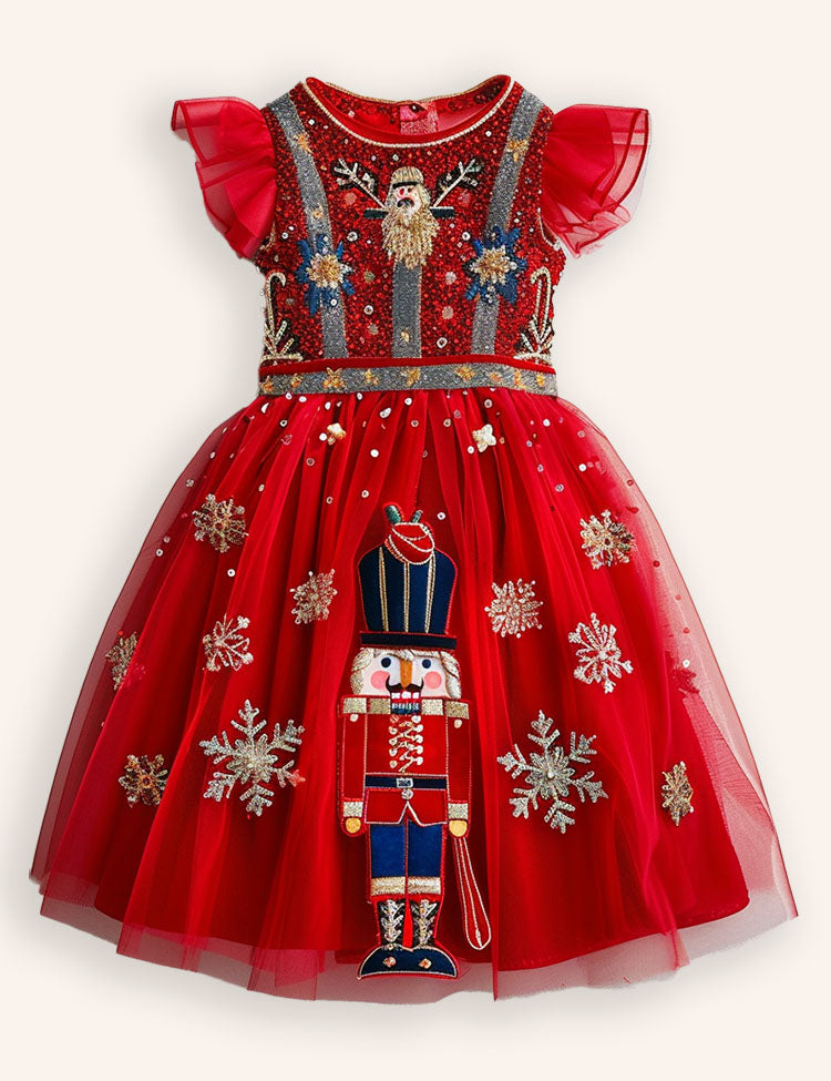Nutcrackers Velour Tulle Appliqué Dress