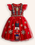 Nutcrackers Velour Tulle Appliqué Dress