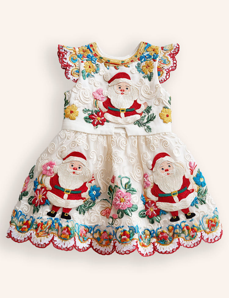 Christmas Santa Embroidered Dress
