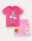Rainbow Cloud Print T-Shirt and Shorts Set