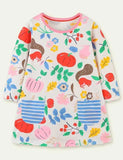 Festive Printed Long Sleeve Dress