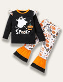 Halloween Printed Flared Pants Set - Mini Berni