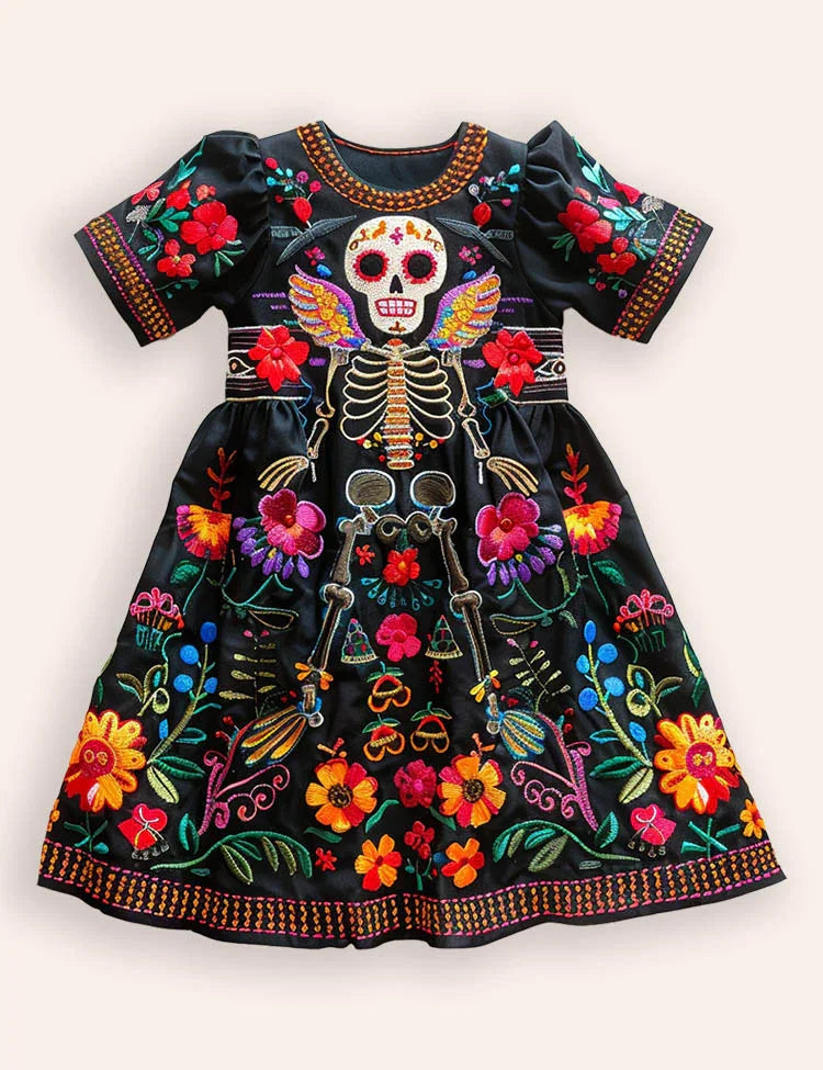 Halloween Skeletons Printed Dress