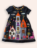 Halloween Haunted House Big Appliqué Dress