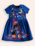 Halloween Black Cat Appliqué Dress