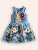 Bunny Floral Appliqué Tulle Dress