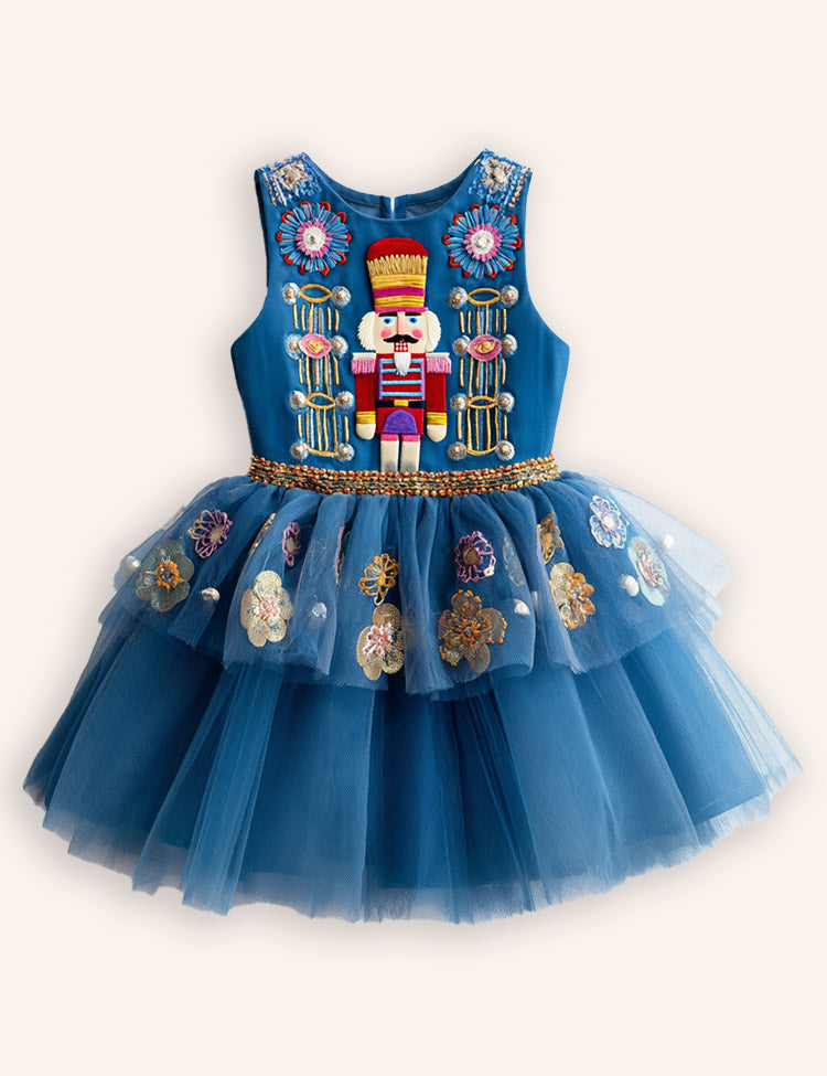 Nutcrackers Velour Tulle Appliqué Dress