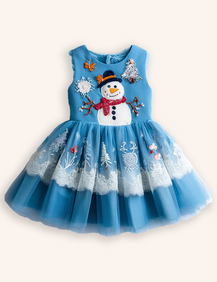 Tulle Snowman Appliqué Dress