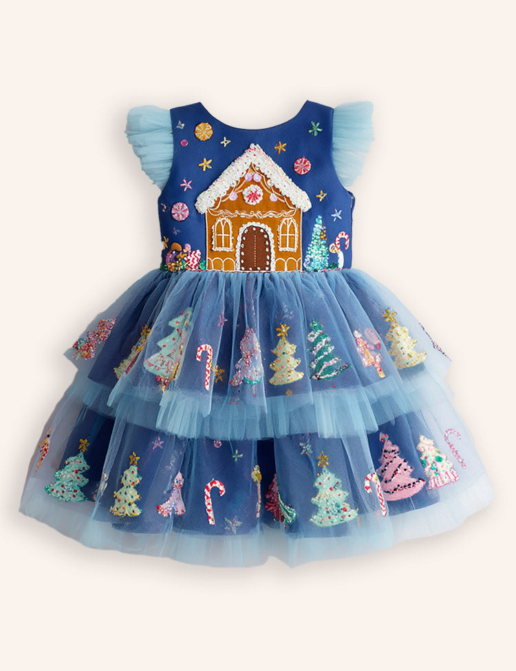 Tulle Tiered Christmas Tree Gingerbread Dress