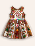 Christmas Gingerbread House Applique Tulle Dress