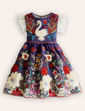 Floral Swan Applique Party Dress