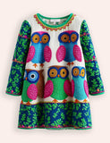 Owl Applique Long Sleeves Dress