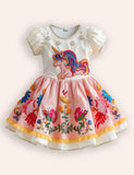Floral Unicorn Appliqué Dress