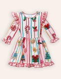 Christmas Candy Cane Long Sleeves Dress