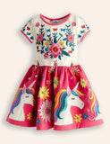 Flower Unicorn Appliqué Dress