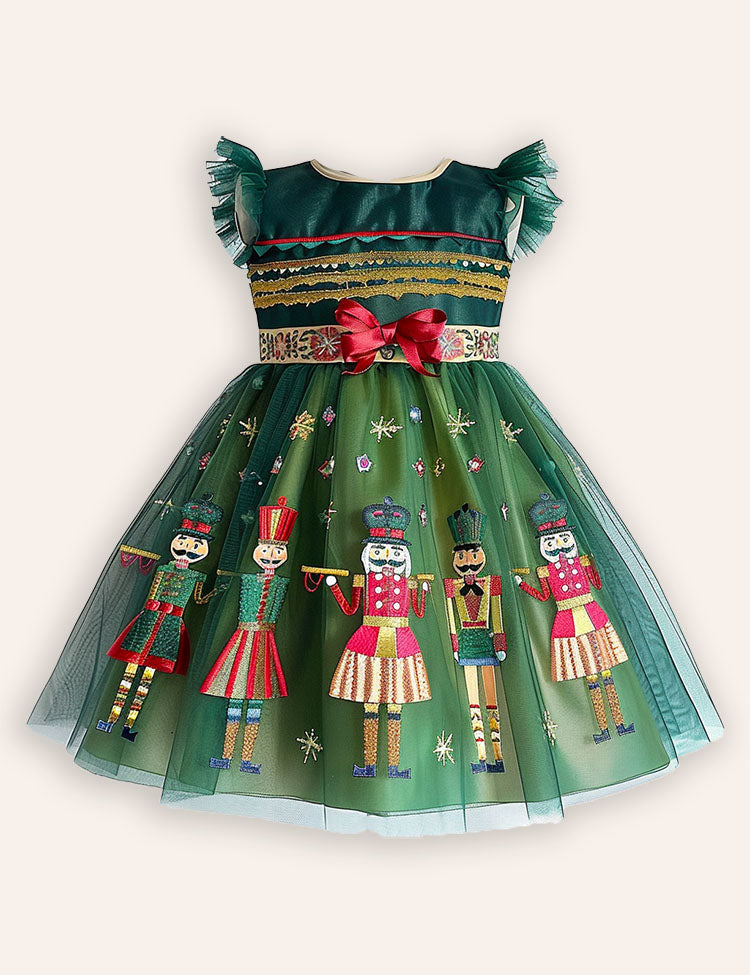 Christmas Nutcracker Applique Tulle Dress