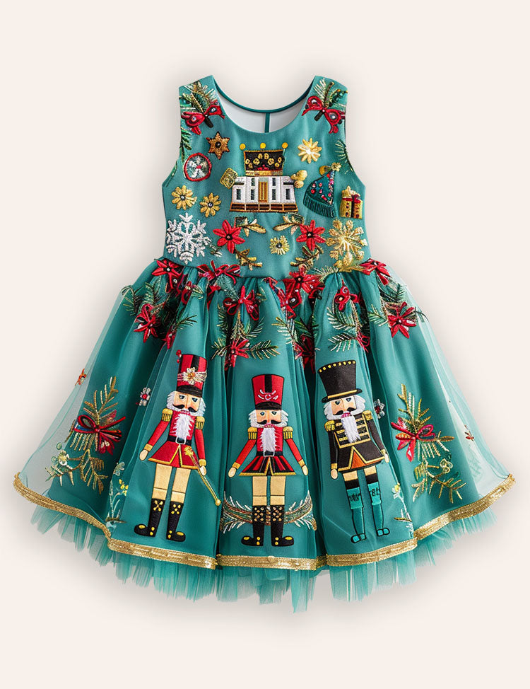 Christmas Nutcracker Applique Tulle Dress