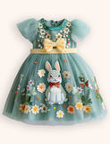 Green Flower Bunny Tulle Dress