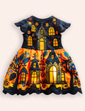 Halloween Haunted House Appliqué Dress
