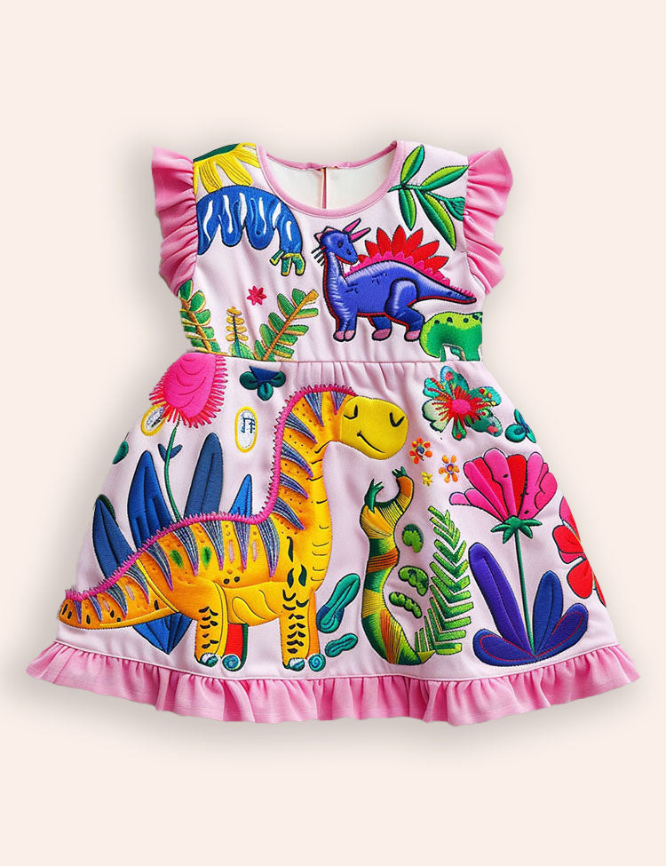 Forest Dinosaurs Printed Dress